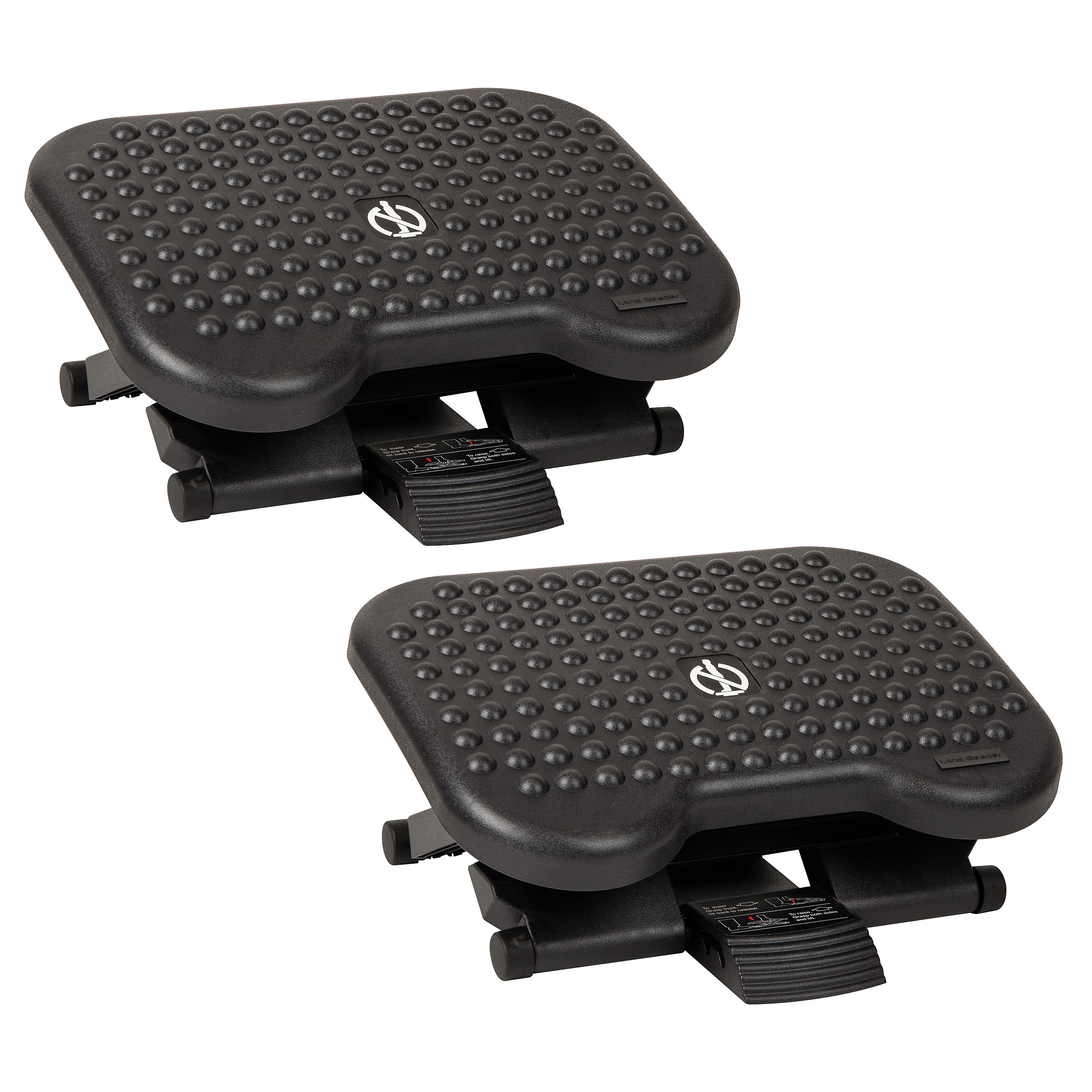 Mind Reader Tilt Adjustable Foot Rest, Black, 2/Pack (2FTREST-BLK)