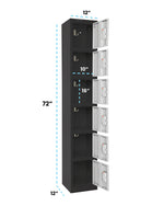 AdirOffice 72"H 6-Tier Black/White Storage Locker (ADI629-206-B-W-DL)