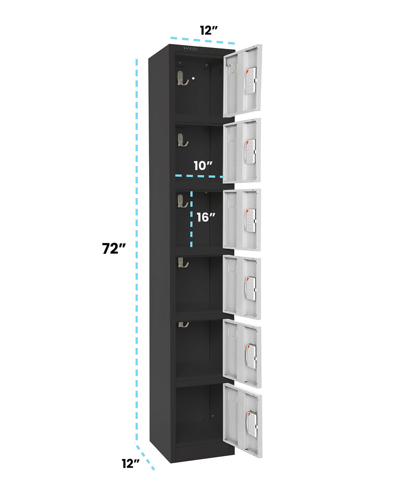 AdirOffice 72"H 6-Tier Black/White Storage Locker (ADI629-206-B-W-DL)