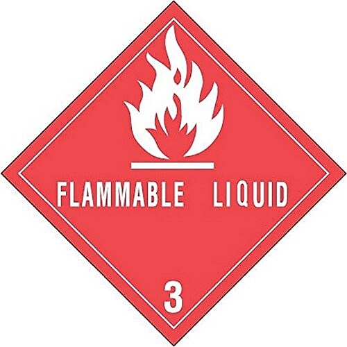 Decker Tape "Flammable Liquid 3" Label, 4" x 4", 500/Roll
