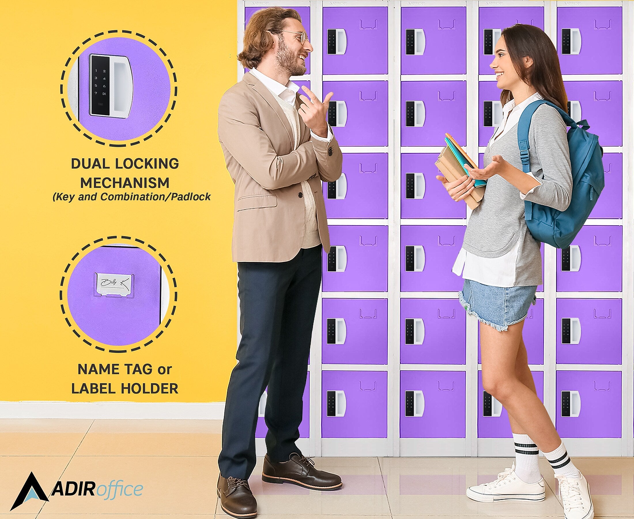 AdirOffice 72"H 6-Tier Purple Storage Locker (ADI629-206-PUR-DL)