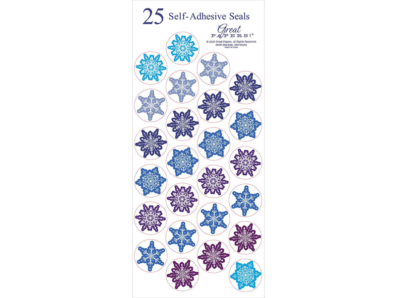 Great Papers Snowflake Seasonal Seals, Assorted Colors, 25/Pack (2023057)
