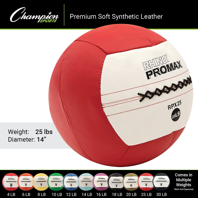 Champion Sports 25 lbs. Rhino Promax Medicine Ball, Red (CHMP218)
