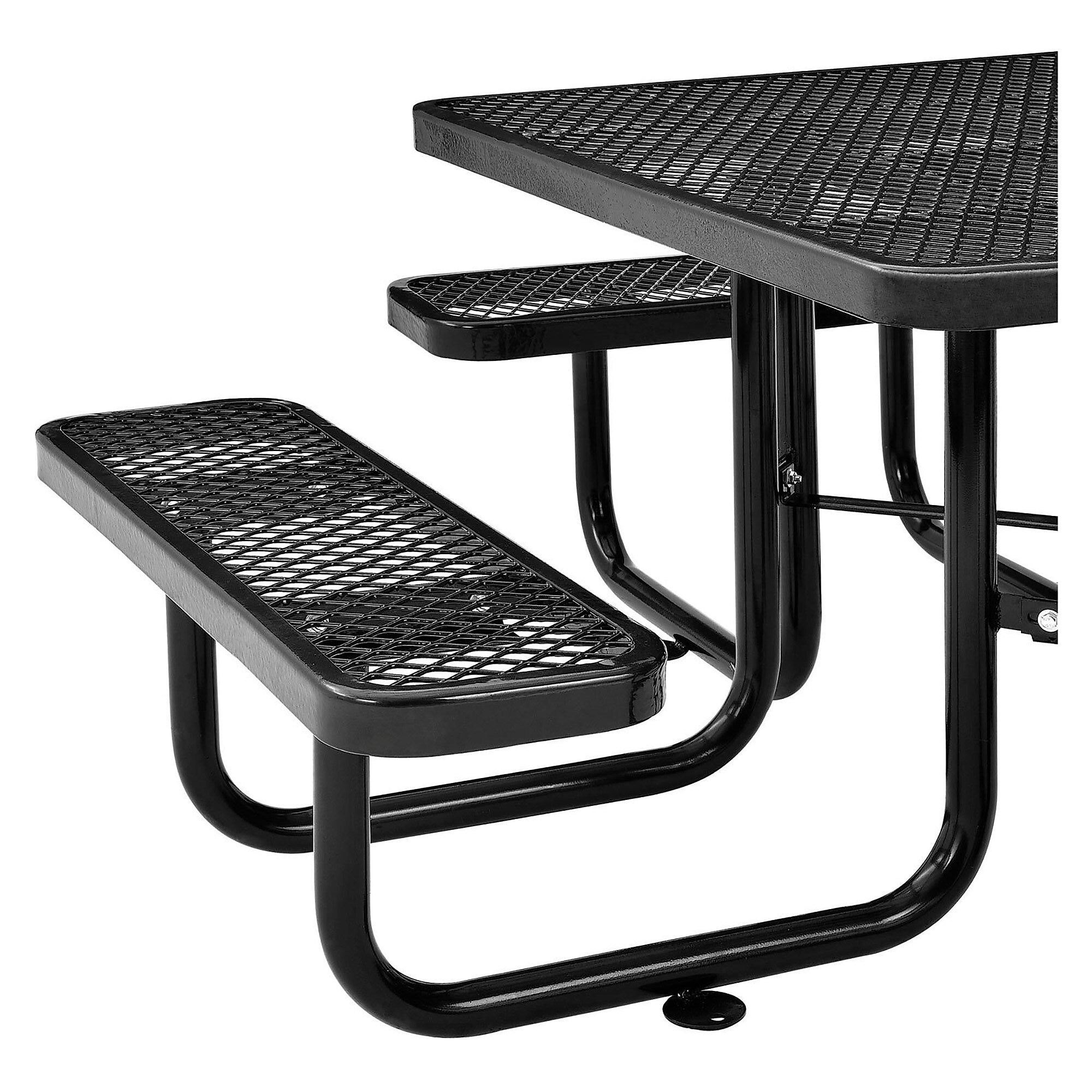 Global Industrial 46" Square Outdoor Steel Picnic Table, Expanded Metal, Black (277151BK)
