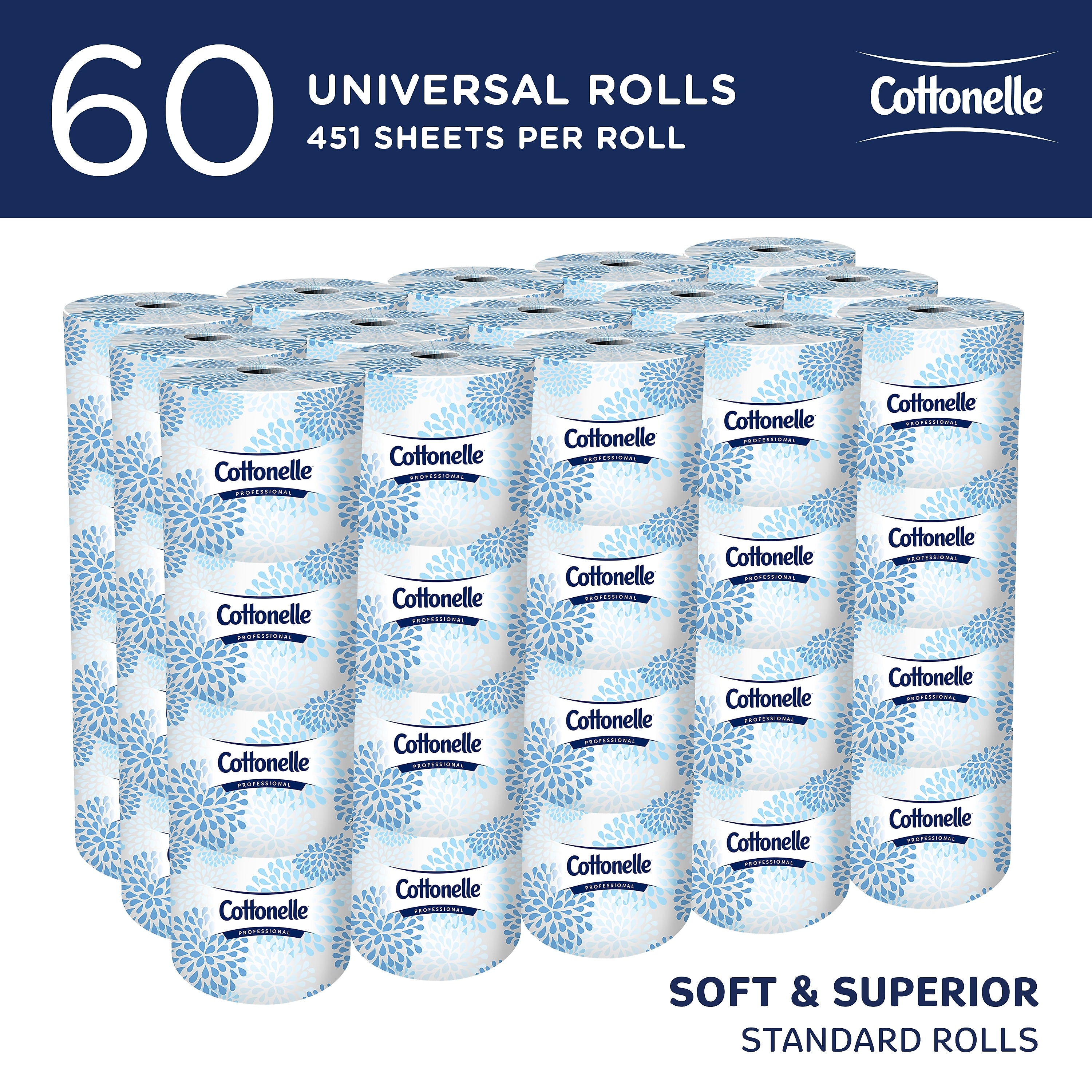 Cottonelle Professional Recycled Toilet Paper, 2-ply, White, 451 Sheets/Roll, 60 Rolls/Case (17713)