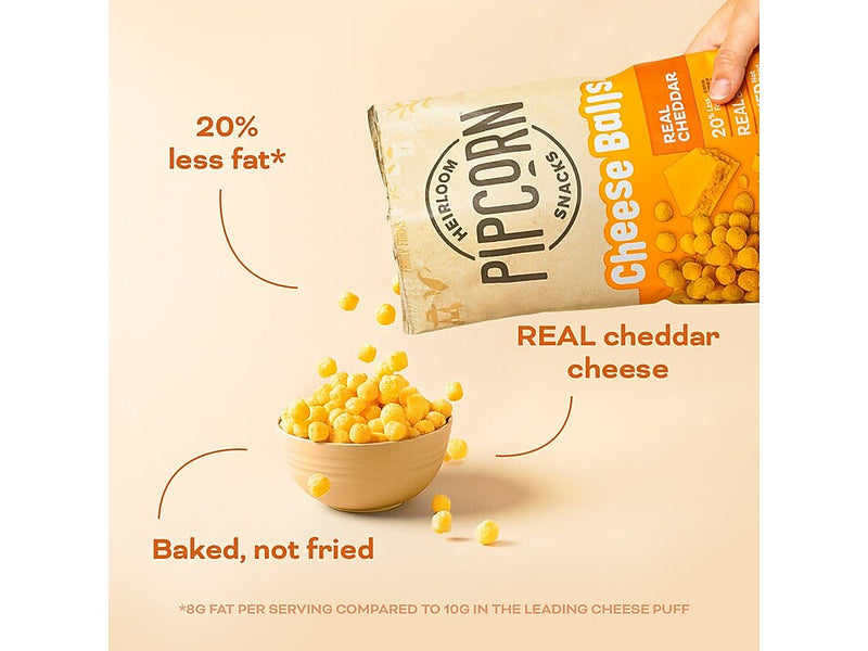 Pipcorn Gluten Free Real Cheddar Cheese Balls, 1 oz., 24 Bags/Carton (CBC1C24)