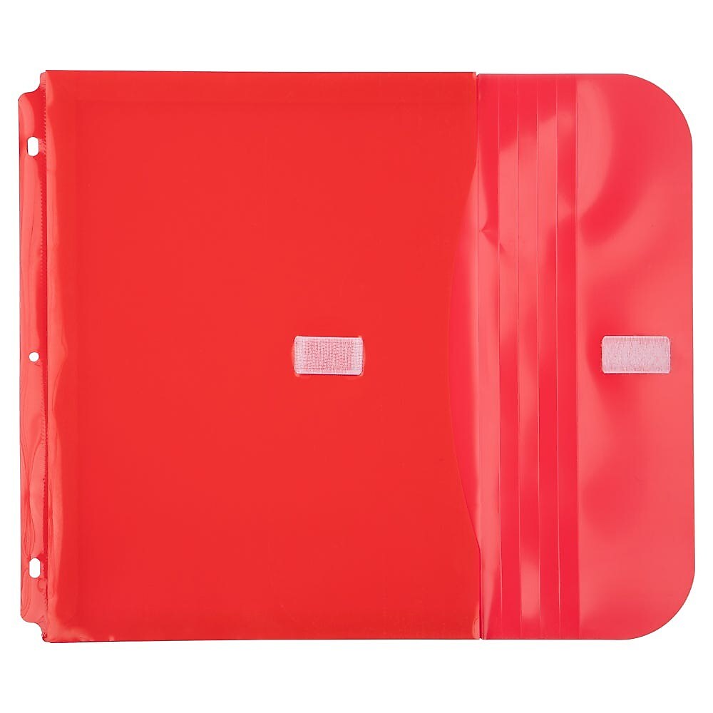 JAM Paper Plastic Binder Pocket, Red, 3/Pack (218VB1REX3)