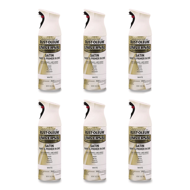 Rust-Oleum Universal Premium Spray Paint, White, 12 oz., 6/Carton (245210)