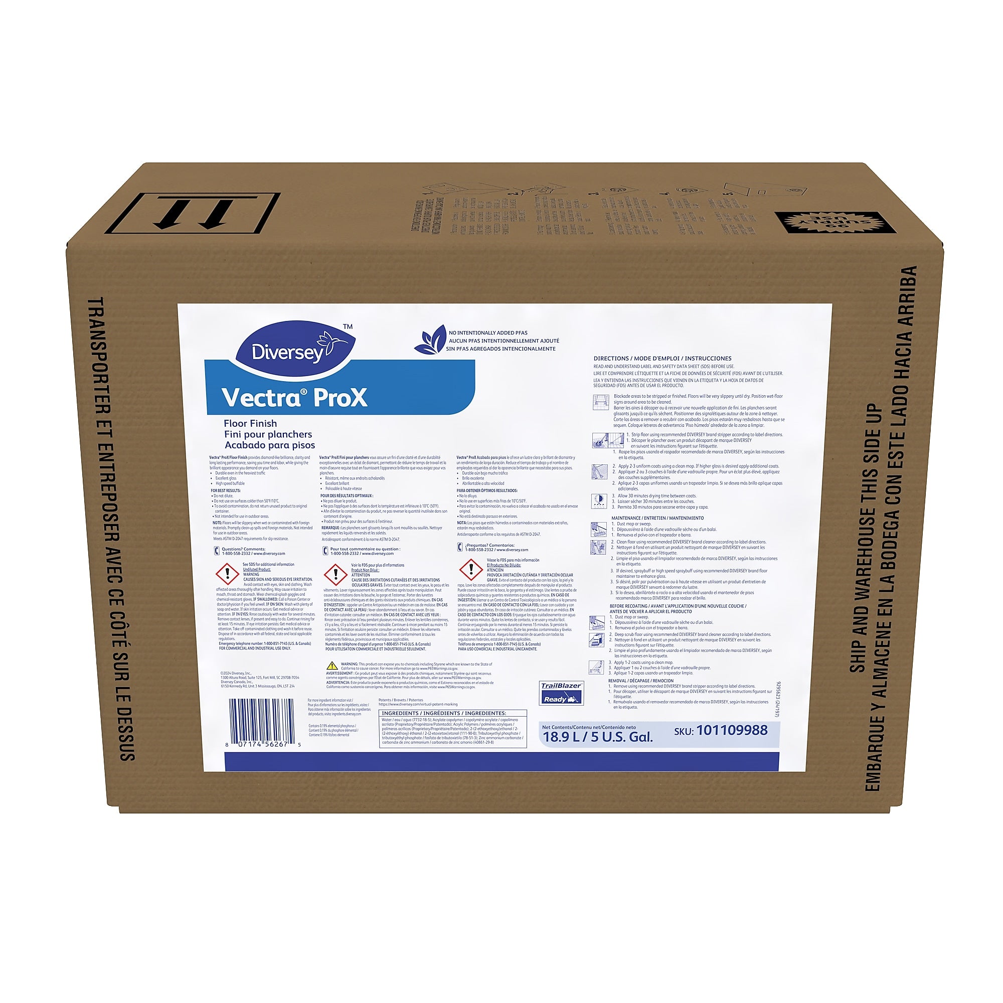 Vectra ProX Floor Finish, Ammonia Scent, 5 Gal./18.9L (5105047)