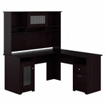 Bush Furniture Cabot 60"W L Shaped Computer Desk with Hutch and Storage, Espresso Oak (CAB001EPO)