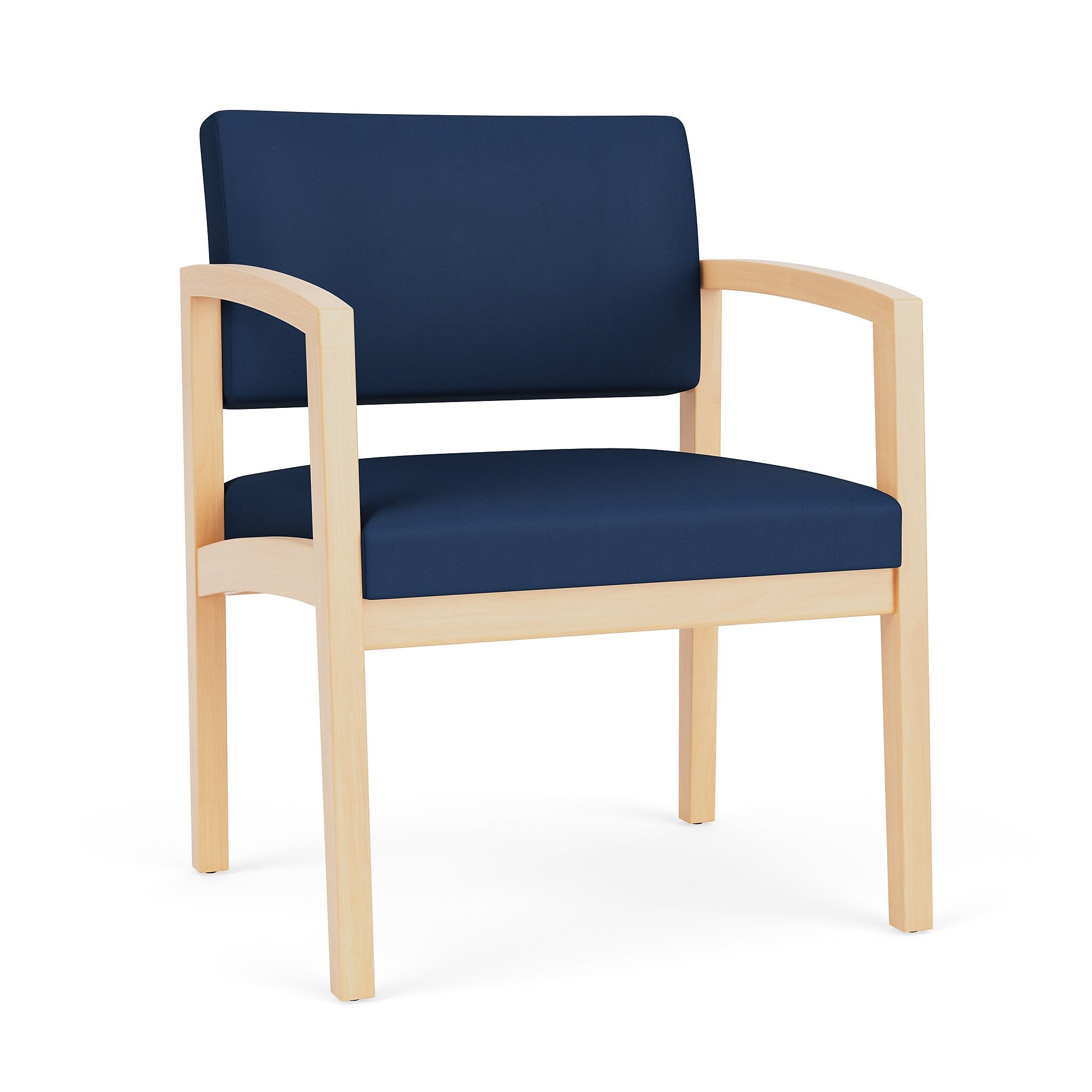 Lesro Lenox Wood Vinyl Guest Chair, Patriot Plus Imperial Blue/Natural (LW1201.WNA-01PPIB)