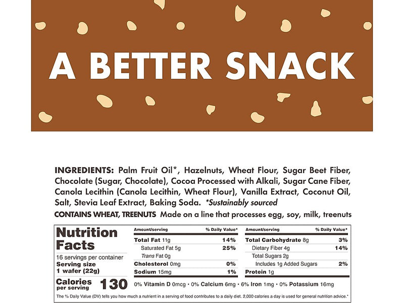 Rip Van Chocolate Hazelnut Wafers, 0.78 oz., 16 Packs/Box (5191)