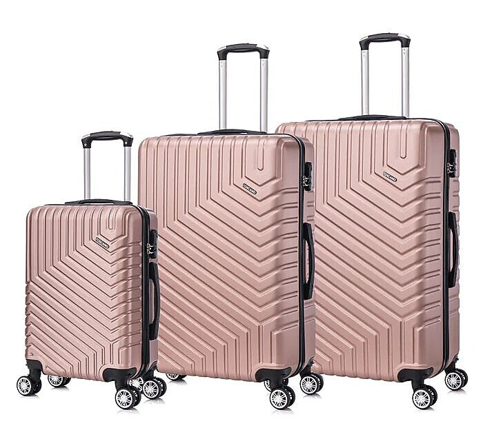 TUCCI 3-Piece Hardside Spinner Carry-On Luggage Set, TSA Checkpoint Friendly, Rose Gold (S0567-03PC-RGD)