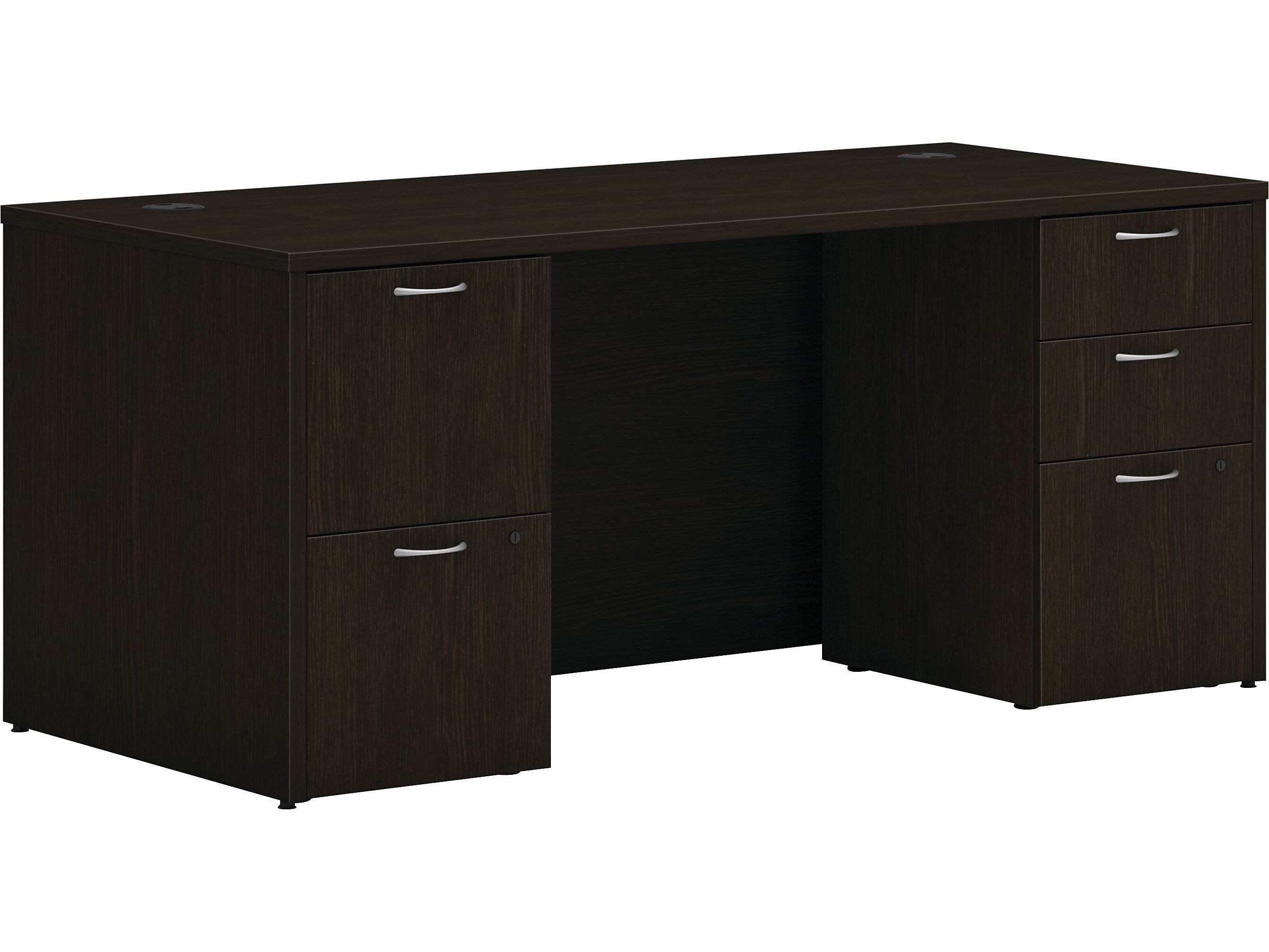 HON Mod 66"W Double-Pedestal Desk, Java Oak (HLPLDS66PSJA1)