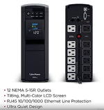 CyberPower PFC Sinewave Series 1350VA UPS, 10-Outlets, Black (CP1350PFCLCD)