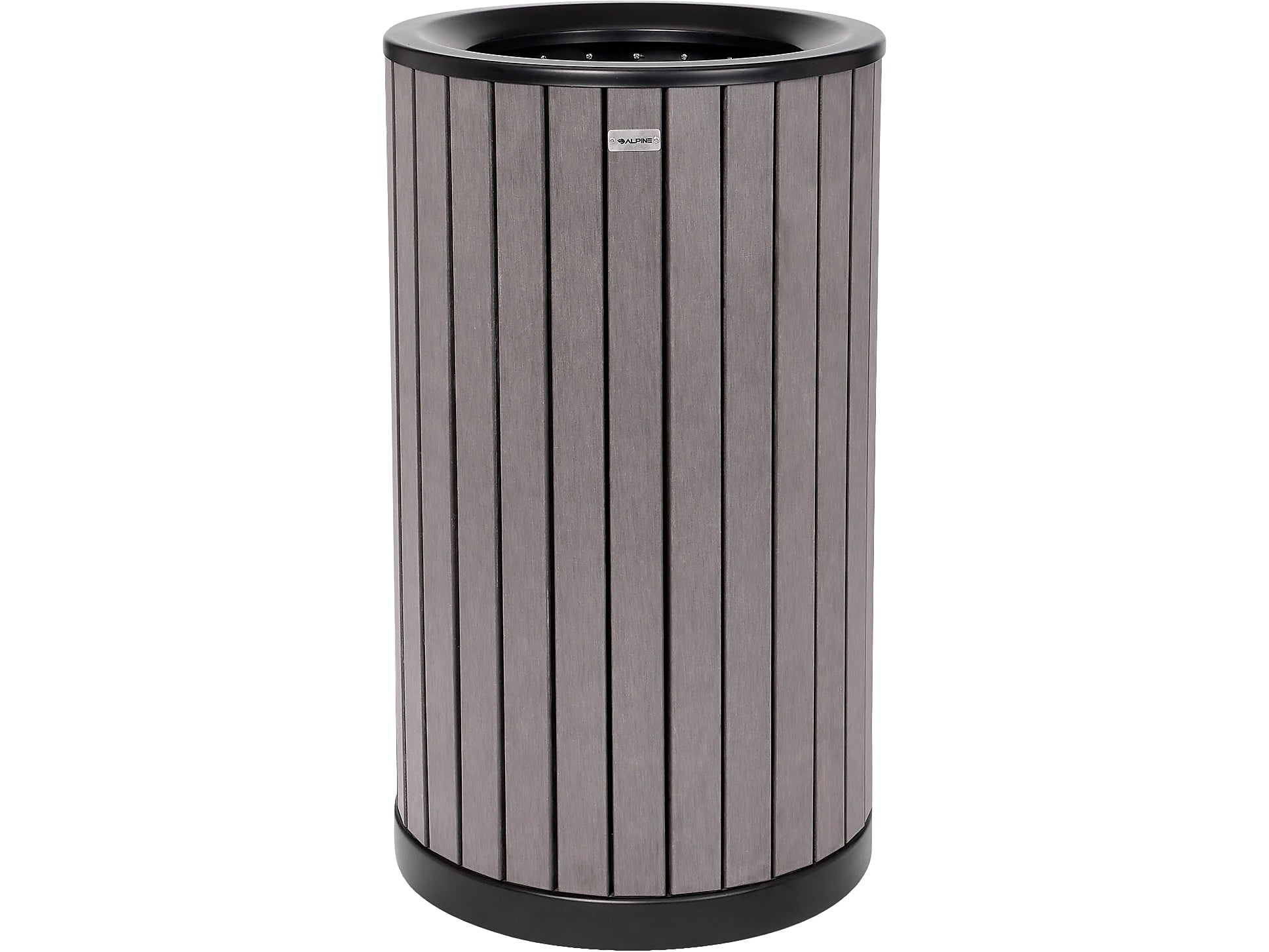 Alpine Industries Steel Outdoor Trash Can with Open Lid, 32 Gallon, Gray (ALP4400-01-GRY)