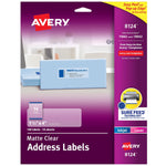 Avery Laser/Inkjet Address Labels, 1-1/3" x 4", Matte Clear, 140 Labels/Pack (8124)
