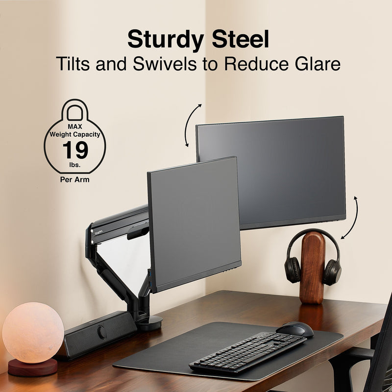 Staples TECH Adjustable Dual Monitor Arms, Up to 30" Monitors, Black (51729-CC)