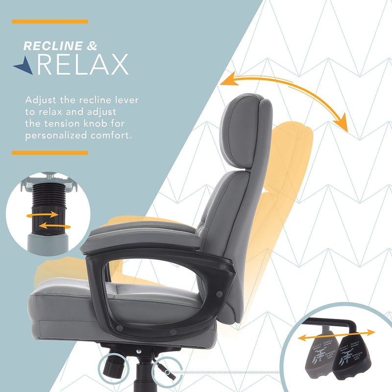 Click365 Classic Ergonomic Bonded Leather Swivel Executive Chair, Gray (CCHR10022D)