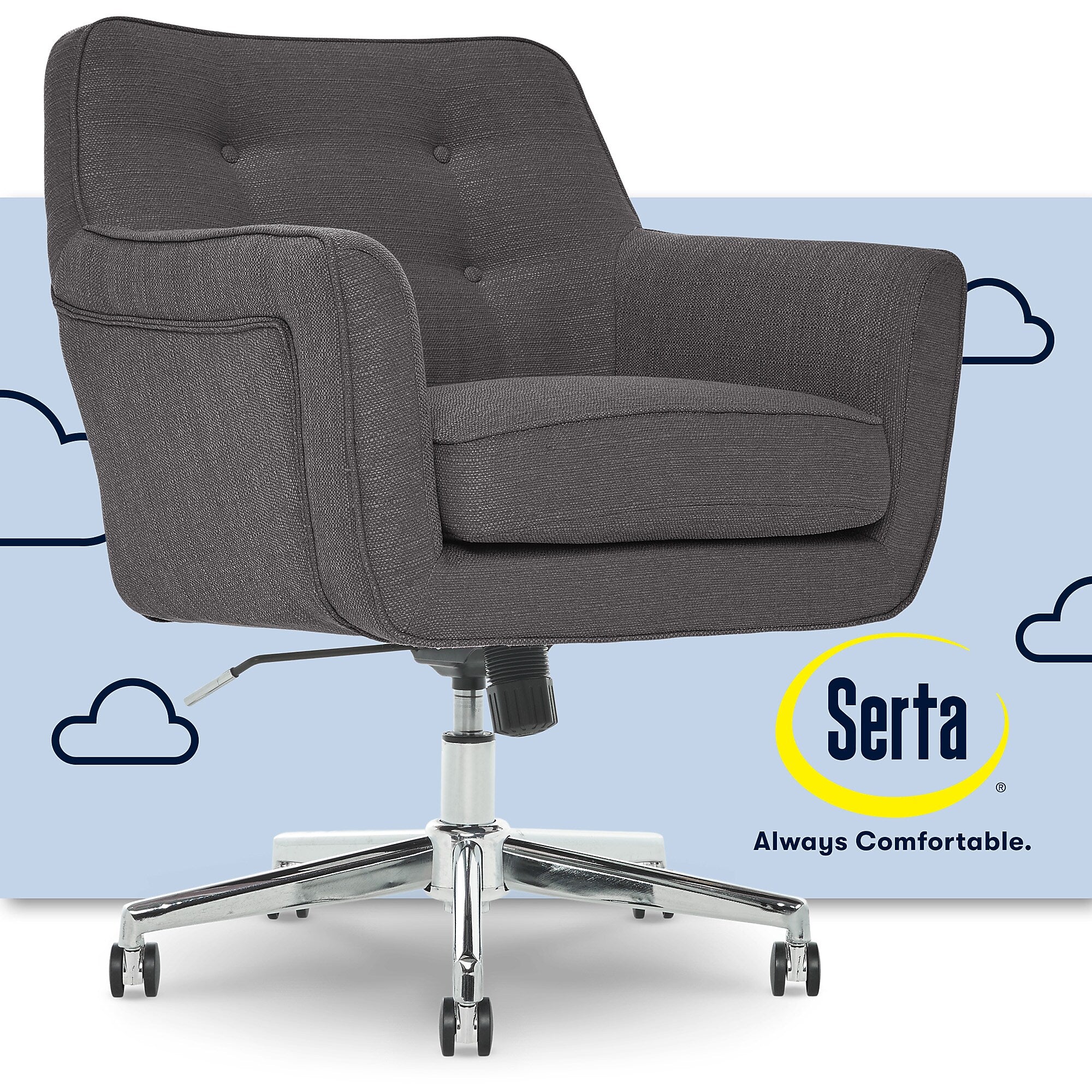 Serta Style Ashland Fabric Swivel Computer and Desk Chair, Graphite (47140B)