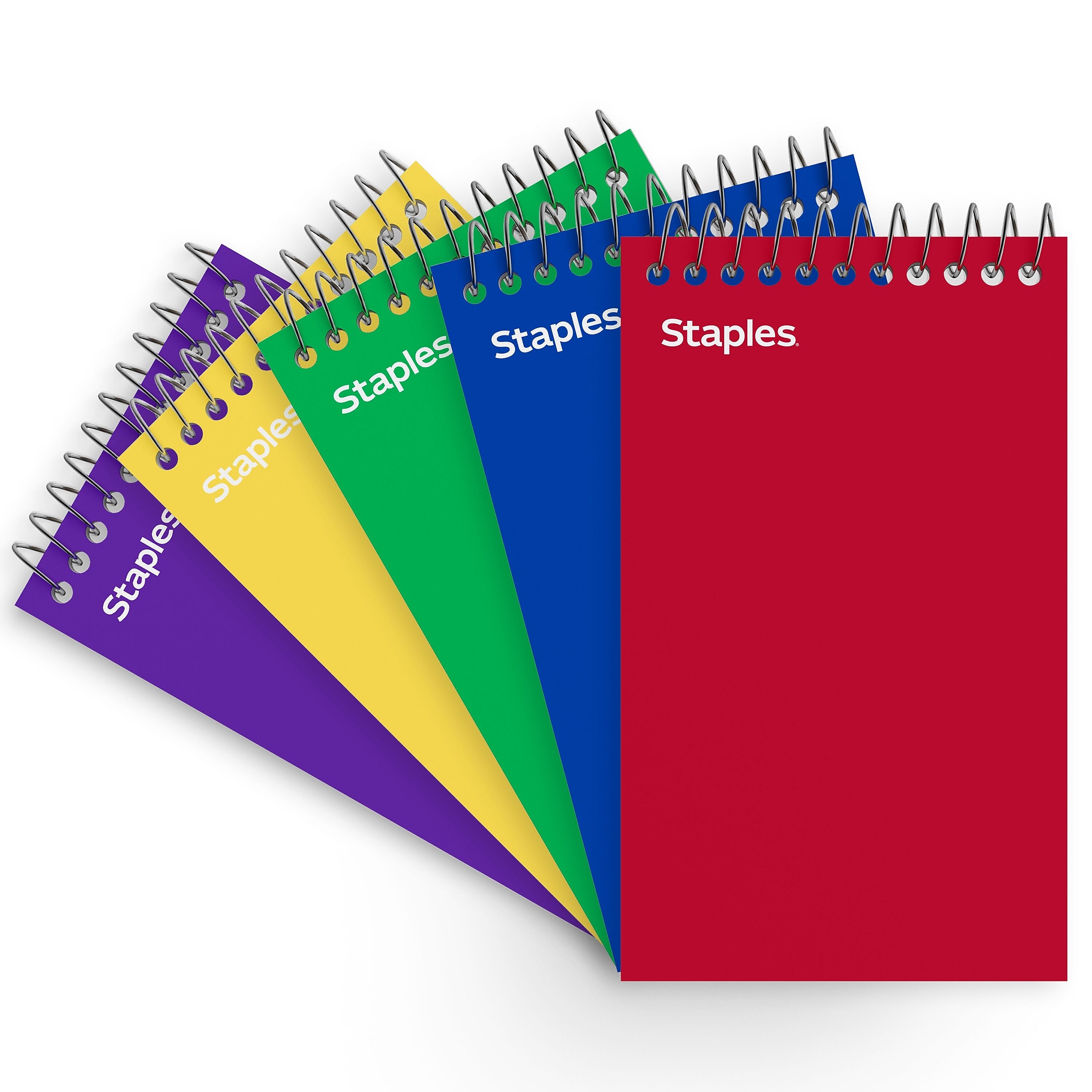 Staples Memo Pads, 3" x 5", College Ruled, Assorted Colors, 75 Sheets/Pad, 5 Pads/Pack (TR11491)