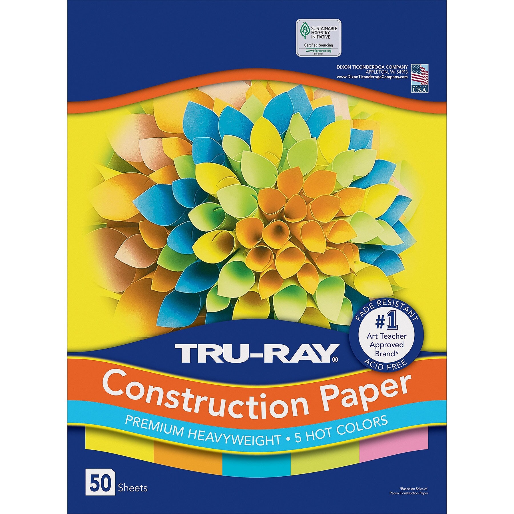 Tru-Ray 9" x 12" Construction Paper, Assorted Colors, 50 Sheets/Pack, 5 Packs/Bundle (PAC6596-5)