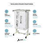 AdirOffice Metal Mobile File Cart with Lockable Wheels, Gray (615-KIT1)