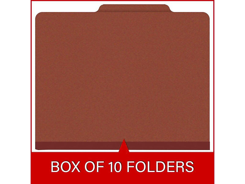 Medical Arts Press Pressboard Classification Folder, 2 Dividers, 2" Expansion, Letter Size, Red, 10/Box (DV-T42-26-3RED)