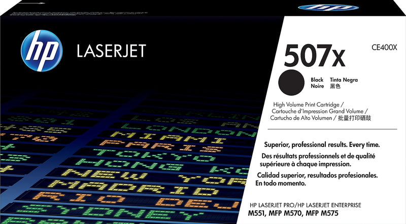 HP 507X Black High Yield Toner Cartridge, Prints Up to 11,000 Pages (CE400X)