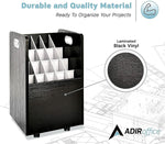 AdirOffice 20-Slot Mobile Roll File, 24.75" H x 15.25" W x 13.25" D, Black (624-BLK-KIT1)