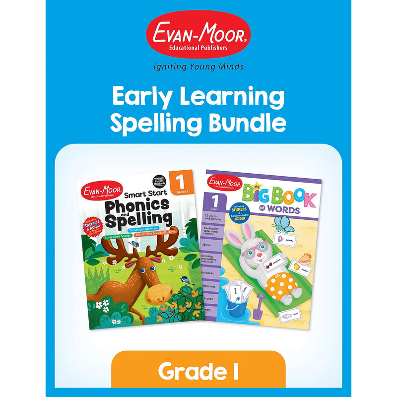 Evan-Moor Early Learning Spelling Activity Book Bundle, Grade 1 Workbook, 2/Set