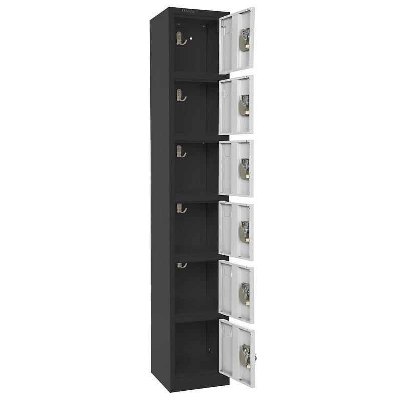 AdirOffice 72" 6-Tier Black and White Storage Locker (ADI629-206-B-W)
