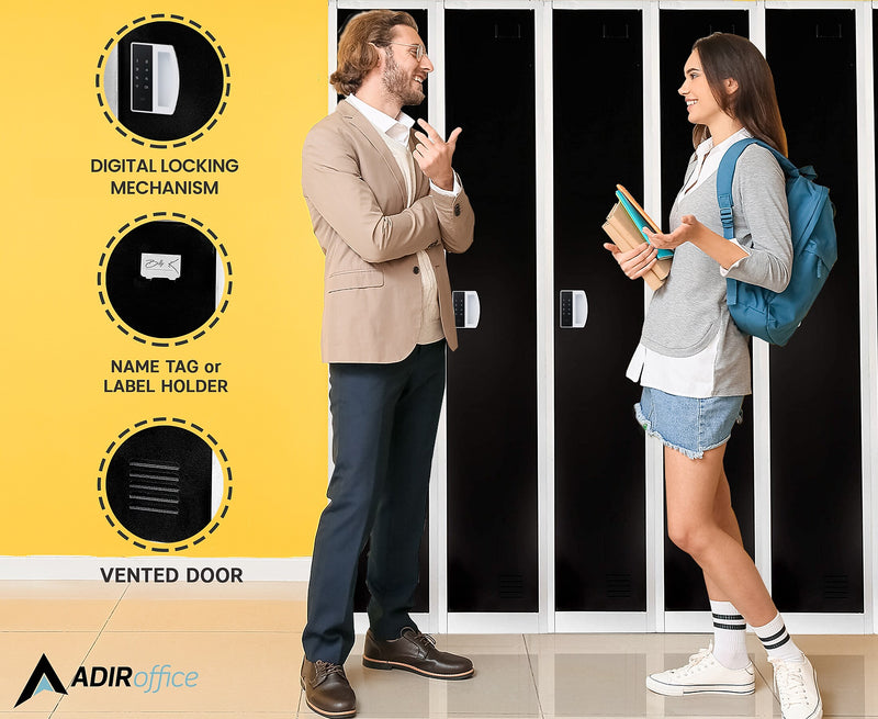 AdirOffice 72"H Single Tier Black Storage Locker (ADI629-201-BLK-DL)