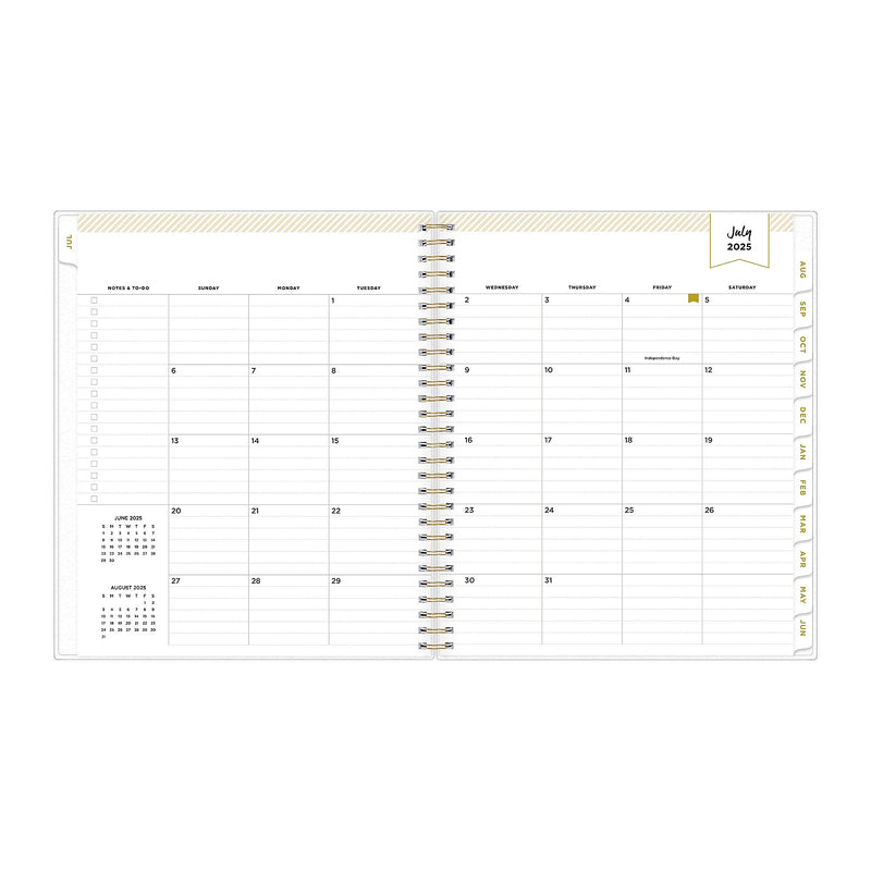 2025-2026 Day Designer for Blue Sky Rugby Stripe 8" x 10" Academic Daily & Monthly Personal Organizer (137885-A26)