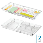 interDesign Clarity 7-Compartment Plastic Accessory Tray, Clear, 2 Piece (95608N)