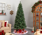 Nearly Natural 8-ft Wisconsin Slim Snow Tip Pine Artificial Christmas Tree with 600 Clear LED Lights (T3050)