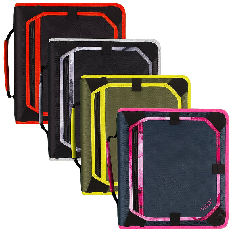 Five Star 2" 3-Ring Zipper Binders, D-Ring, Assorted Colors (29052)