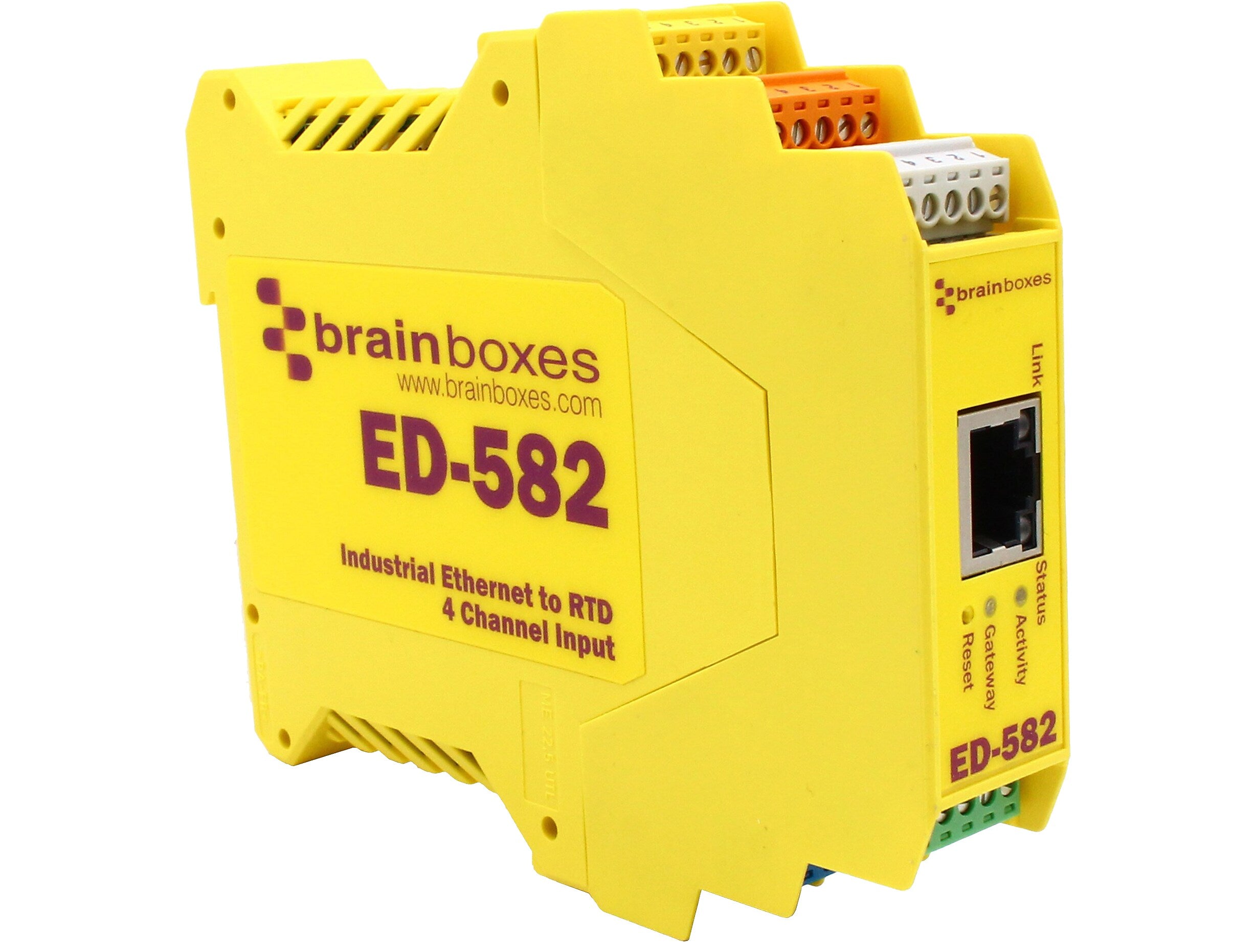 Brainboxes Ethernet to 4-Channel RTD Input, Yellow (ED-582)