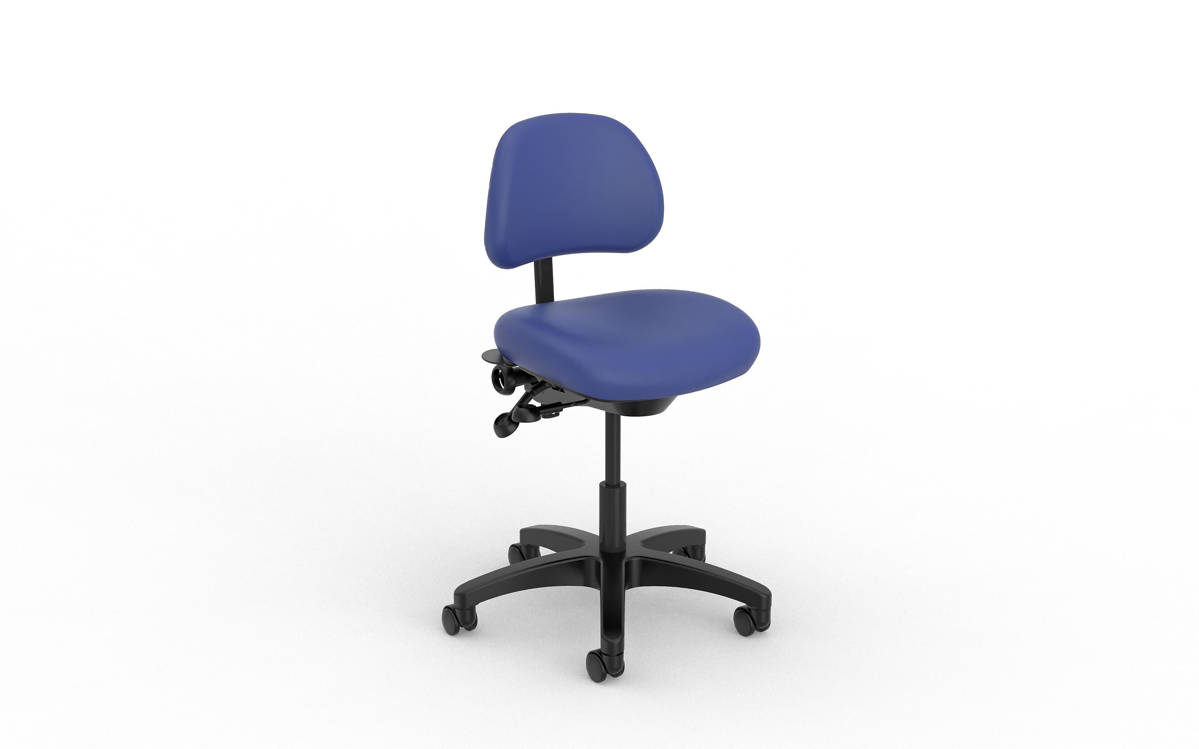 healtHcentric Armless Frixion Technician Stool with Backrest with Lumbar Support, Bright Blue