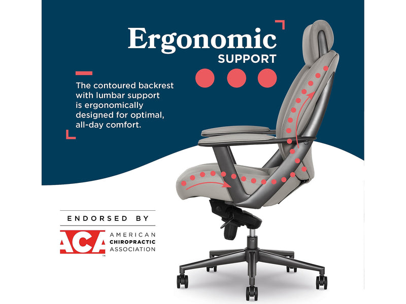 La-Z-Boy Vannes Ergonomic Polyurethane Swivel Executive Chair, Gray (60101-GRY)