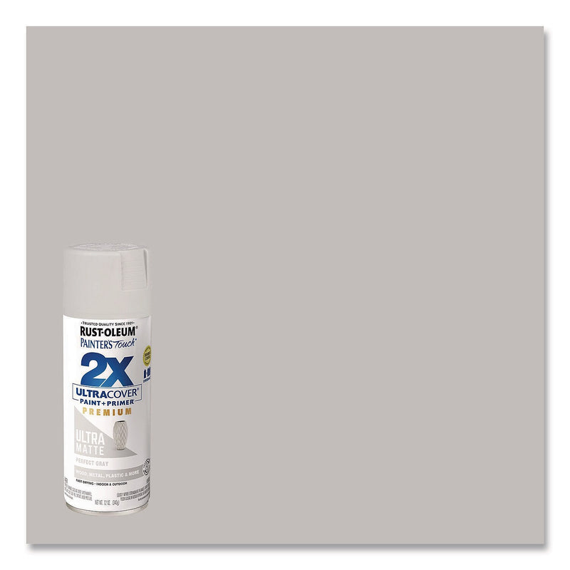 Rust-Oleum Painter's Touch 2X Ultra Cover Spray Paint, Gray, 12 oz., 6/Carton (331184)