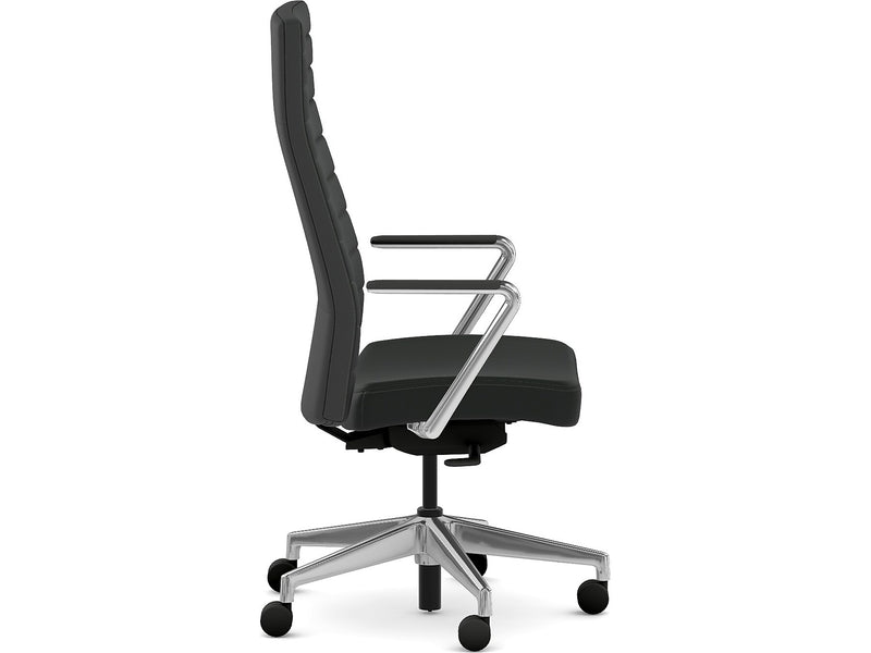 HON Cofi Fabric Swivel Executive Chair, Black/Polished Aluminum (HCFEU.W0.STC.P.H.UR10.CHSTC09.PA)