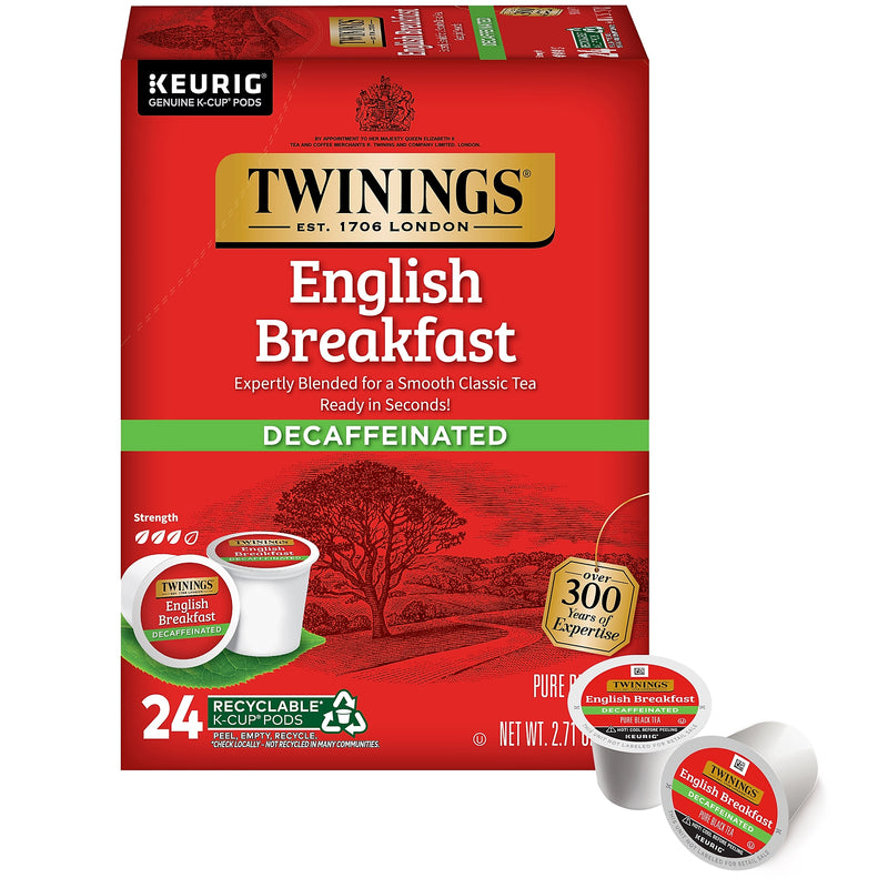 Twinings English Breakfast Decaf Black Tea, Keurig® K-Cup® Pods, 24/Box (TNA85784)