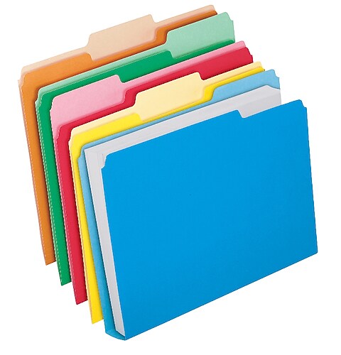 Pendaflex Double Stuff Recycled File Folder, 1/3-Cut Tab, Assorted, Letter Size, Assorted Colors, 24/Pack (54458EE)