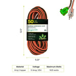 GoGreen Power 50' Indoor/Outdoor Extension Cord, 16 AWG, Orange (GG-13750)