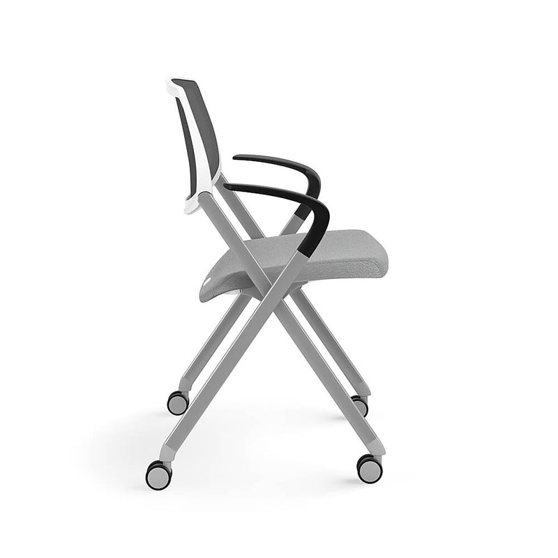 Allsteel Seek Upholstered Seat/Mesh Back Multi-Purpose Chair, Frost/Dusk, Fixed Arms (K-MUCOSNO.WT.3.CU22)