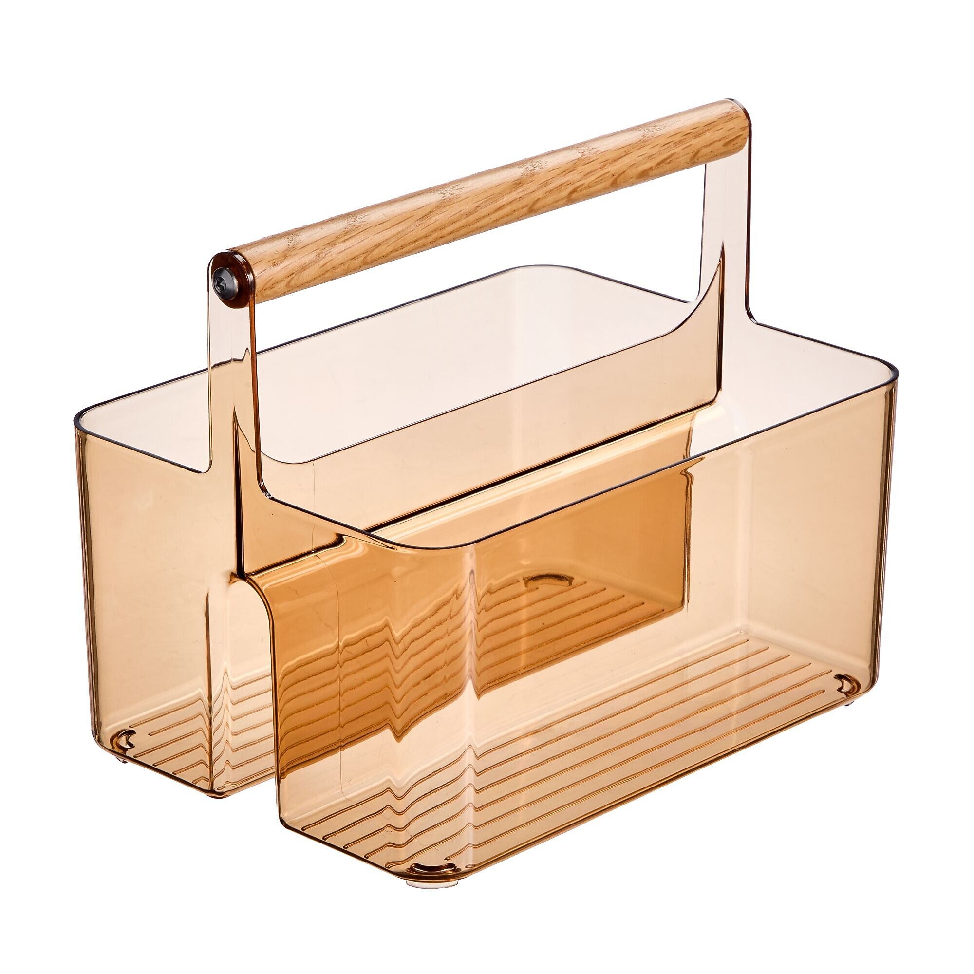 mDesign 2-Compartment Plastic Desk Organizer, Sand/Natural (26056)