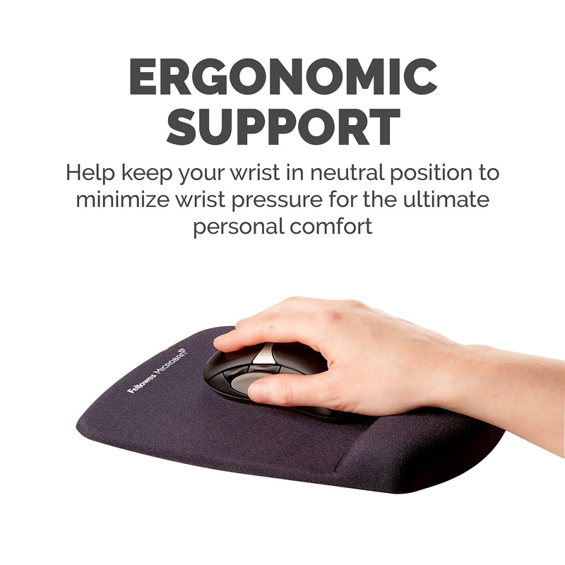 Fellowes PlushTouch Foam Non-Skid Mouse Pad/Wrist Rest Combo, Black (9252001)