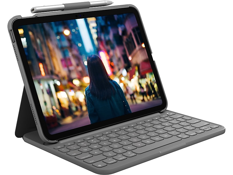 Logitech Slim Folio 10.9" Keyboard Case for iPad 10th Generation Tablet, Oxford Gray (920-011368)