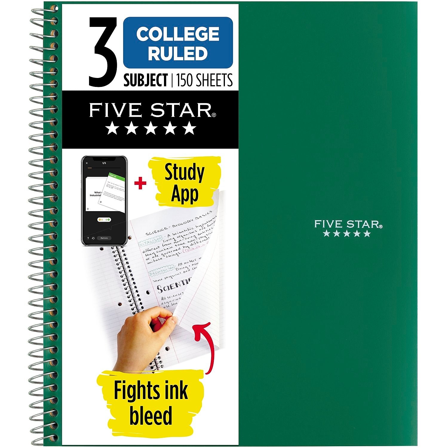 Five Star 3-Subject Notebooks, 8.5" x 11", College Ruled, 150 Sheets (06050/06210)